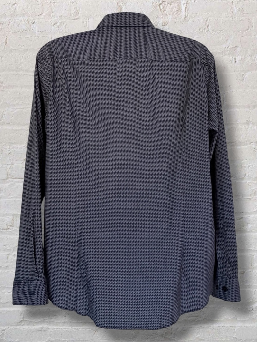 NWT Hugo Boss Ronni Slim Fit Stretch XXL Navy Geometric Print Dress Shirt $148 - Picture 5 of 16